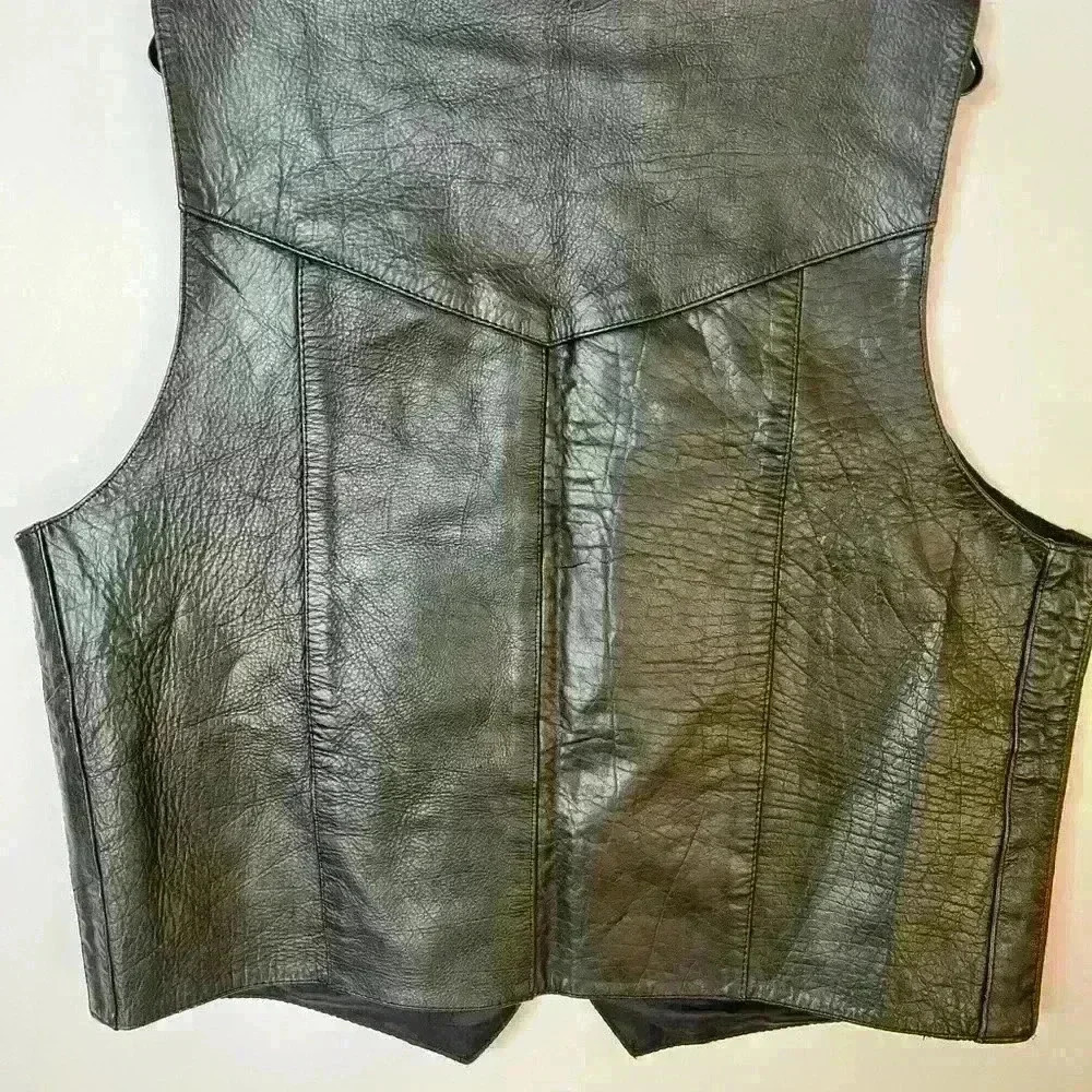 Interstate Leather Motorcycle Snap Button Vest - image 2